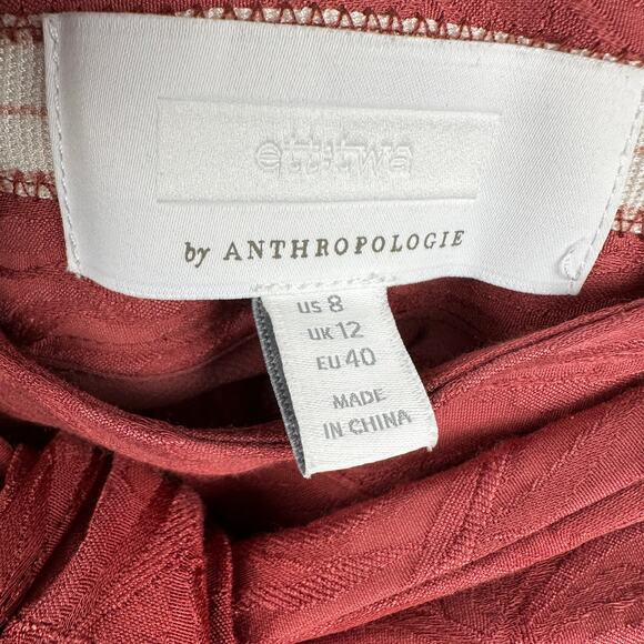Anthropologie ETT:TWA Rose Jacquard Aubade Tie Waist Pants Tapered Cropped 8 - Picture 10 of 14